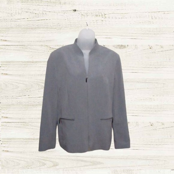 Amanda Smith size 14 womens blazer jacket long sleeves color grey - Picture 1 of 12